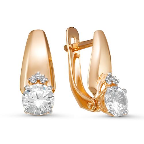 Серьги золото 585 пробы с фианитами